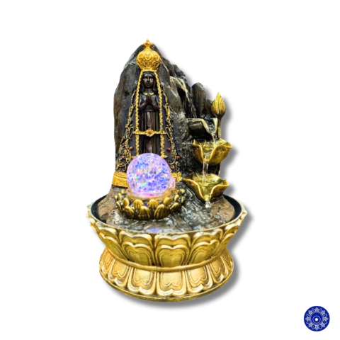 Fonte de Agua em Resina Nossa Senhora Com Bola Cristal - M