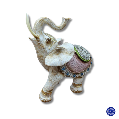 Enfeite de Resina Elefante Branco 32x30