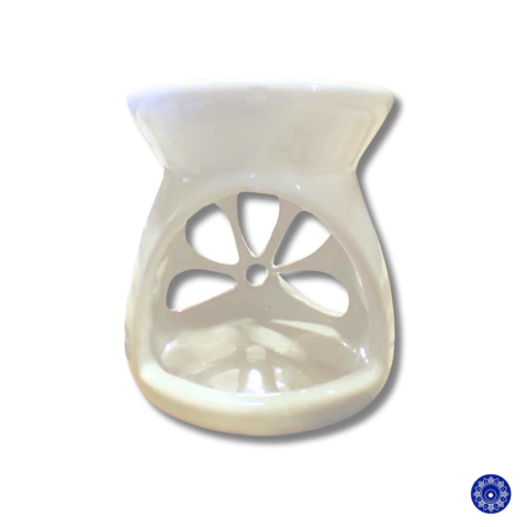 Difusor Aromatizador Rechaud Flor À Vela - Cerâmica Branco
