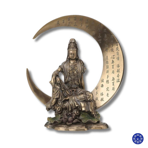 Imagem Kuan-Yin Sentada na Lua Bronze 20cm