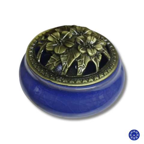 Incensário Turibulo Porcelana Azul 9cm