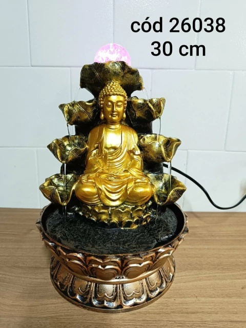 Fonte Média em Resina Buda Dourado 6 Quedas 30cm - comprar online