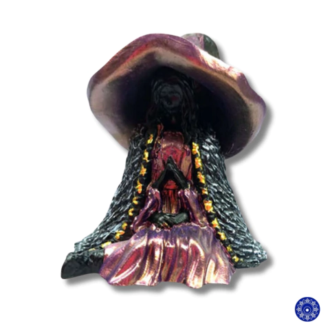 Enfeite de Resina Bruxa Ranni Com Chapéu Lilás 8cm