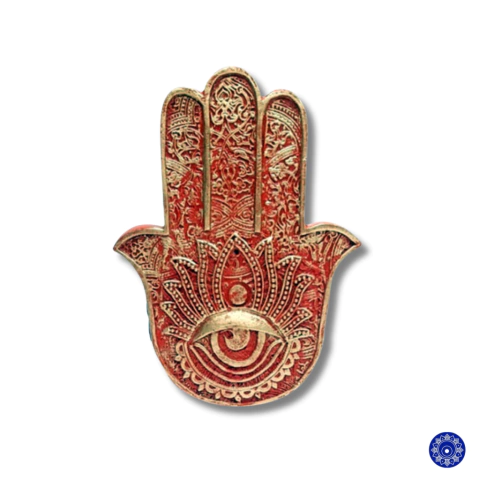 Incensário de Resina Mão de Hamsa Vermelho