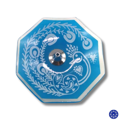 Incensário de Vidro Vertical Shiva Azul 18cm