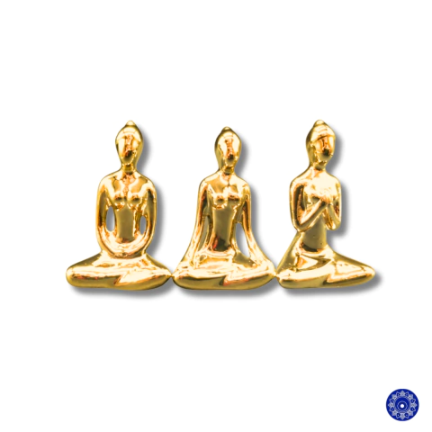 Enfeite de Porcelana Yoga Dourado 7m Conjunto C/3