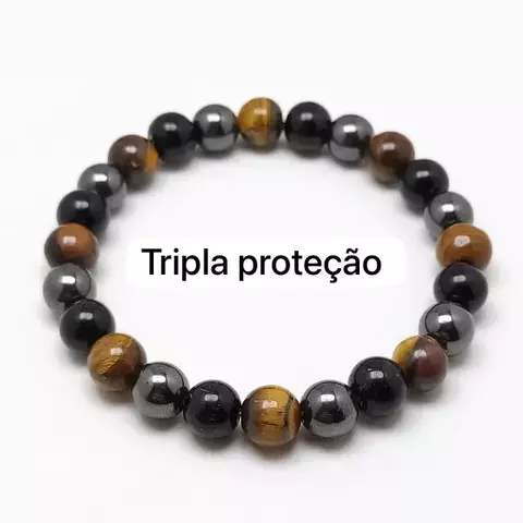 Pulseira de pedra Tripla proteção