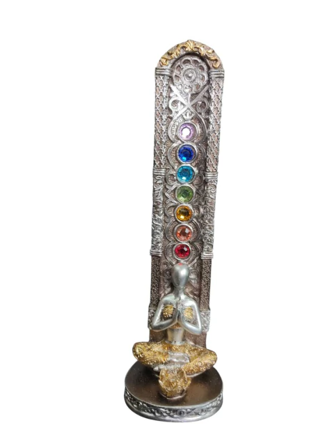 Incensário de Resina Yoga Prateado 7 Chakras - comprar online