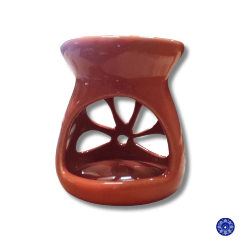 Difusor Aromatizador Rechaud Flor À Vela - Cerâmica Laranja Claro