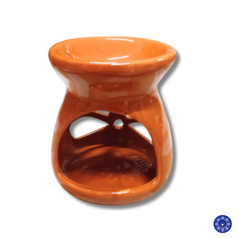 Difusor Aromatizador Rechaud Flor À Vela - Cerâmica Alaranjado
