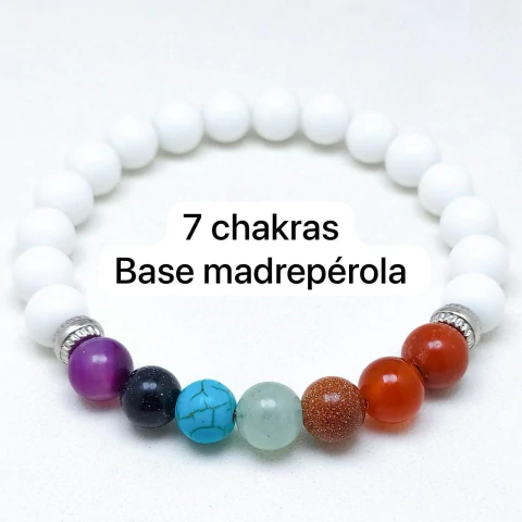 Pulseira de pedra 7 chakras base madrepérola - comprar online