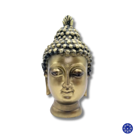 Enfeite de Resina Cabeça de Buda Dourada