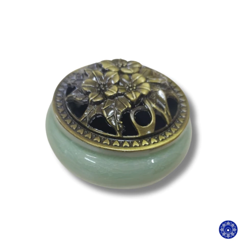 Incensário Turibulo Porcelana Verde Claro 9cm