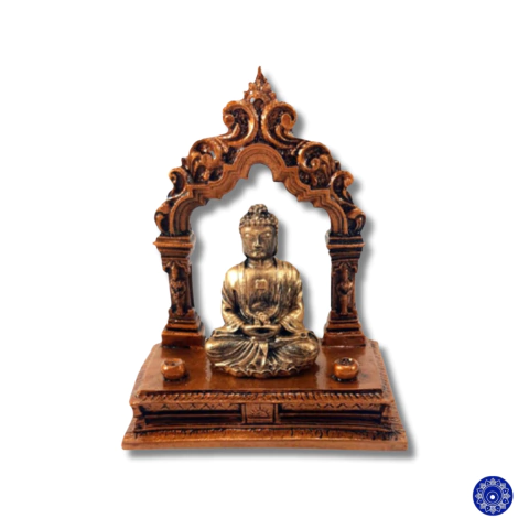 Enfeite de Resina Buda No Altar Com Portal 12x10cm