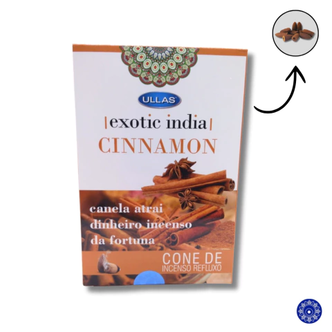 Incenso Ullas Cone Cascata Backflow Cinnamon Canela