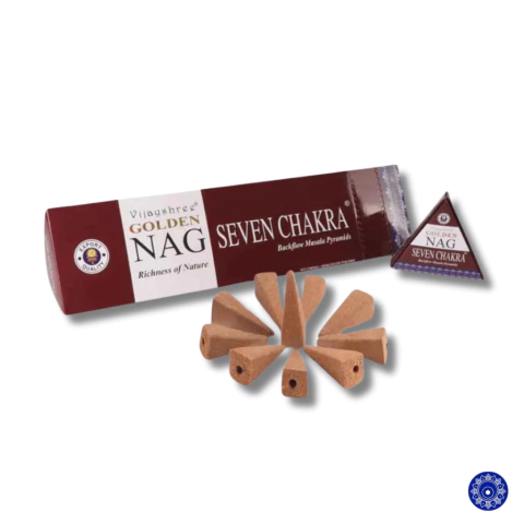 Incenso Golden Nag Cone Cascata Backflow 7 Chakra