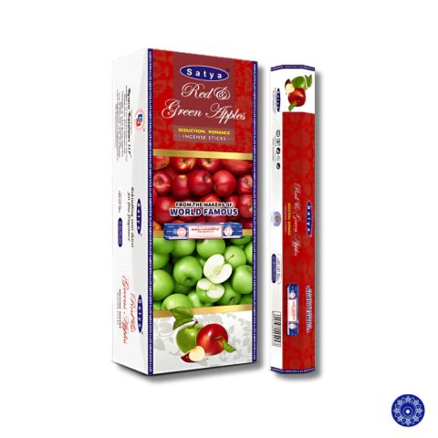 Incenso Indiano Satya Hexagonal Maça Verde e Vermelha