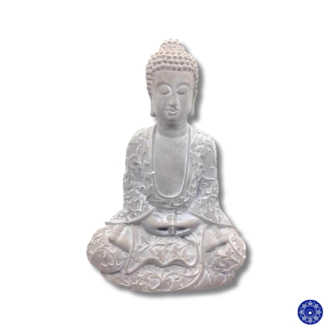 Decoração de Concreto Buda Sentado Cinza 28cm