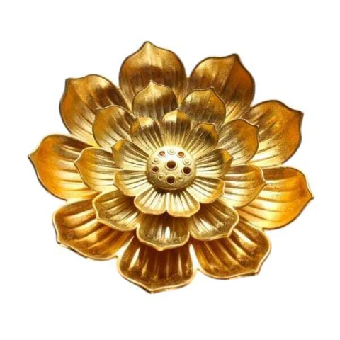 Incensário Flor De Lótus de Metal Dourada
