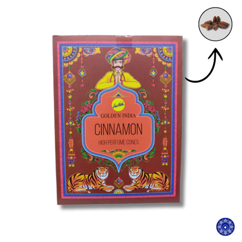 Incenso Golden India Cone Cascata Backflow Cinnamon Canela