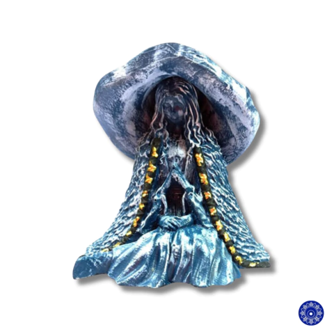 Enfeite de Resina Bruxa Ranni Com Chapéu Cinza 8cm