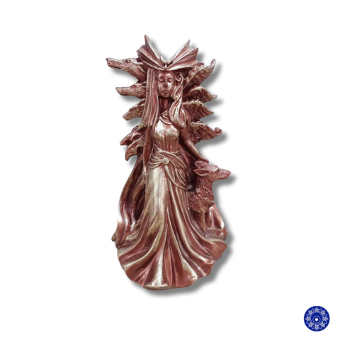 Enfeite de Resina Hecate Com Lobo Dourado