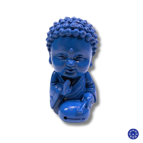 Enfeite de Resina Buda Vibrações Azul 9cm