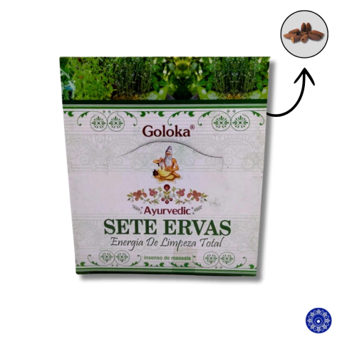 Incenso Goloka Cone Cascata Backflow Sete Ervas