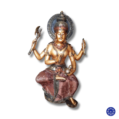 Enfeite de Resina Shiva Pintado Com Detalhes em Tecido e Pedras 50cm