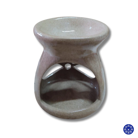 Difusor Aromatizador Rechaud Flor À Vela - Cerâmica Bege