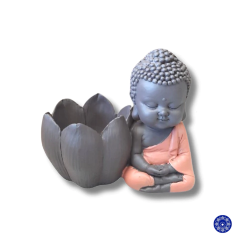 Enfeite de Resina Monge Cachepot Vermelho