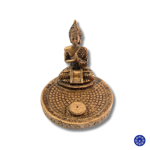 Incensário de Resina Buda Mosaico Dourado