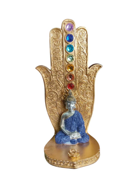 Incensário de Resina Buda Prateado 7 Chakras - comprar online