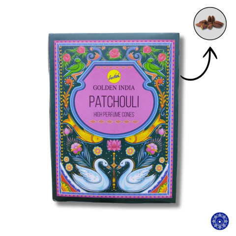 Incenso Golden India Cone Cascata Backflow Patchouli