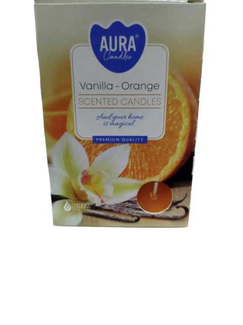 Velas aromáticas com 6un - Vanilla Orange ( Laranja com Baunilha)