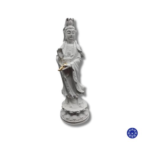 Enfeite de Resina Kuanyin Branco 21cm