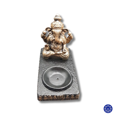 Incensário de Resina Ganesha Meditando Base Pequena
