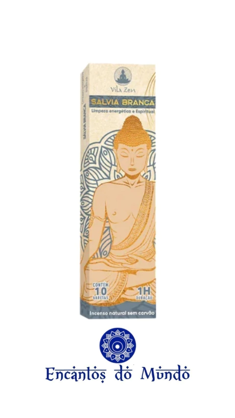 Incenso Natural Vila Zen Linha Buda - Salvia Branca