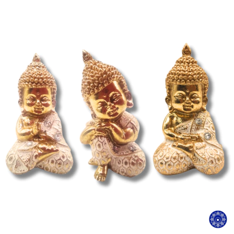 Enfeite de Resina Buda Dourado 9x5cm