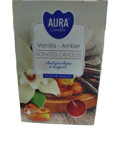 Velas aromáticas com 6un - Vanilla Amber (Âmbar e Baunilha)