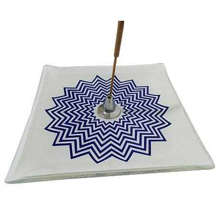 Incensário vertical mandala de vidro 12x12