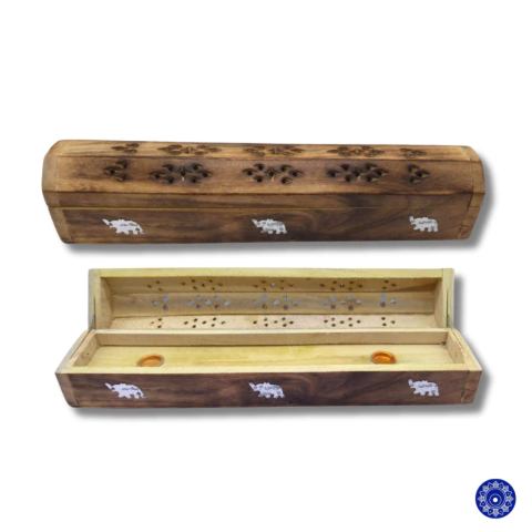 Incensário Indiano Báu de Madeira