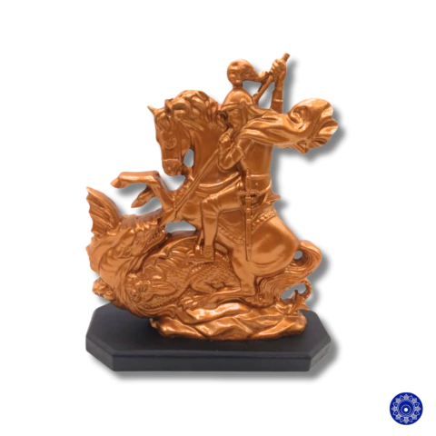 Enfeite de Resina São Jorge Dourado 14x13cm