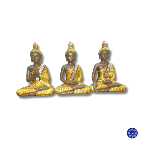 Enfeite de Resina Buda Amarelo 18cm