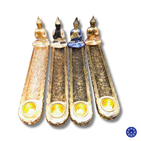 Incensário de Resina Dourado Buda