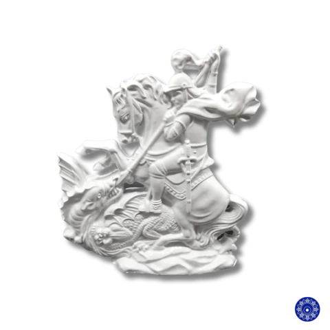 Enfeite de Resina São Jorge Branco 14x13cm