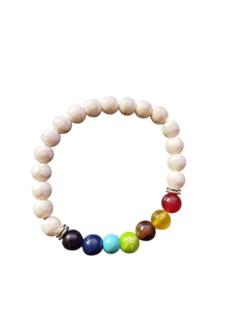 Pulseira 7 chakras howlita branca