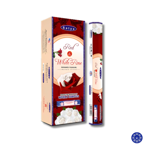 Incenso Indiano Satya Hexagonal Rosa Vermelha e Branca