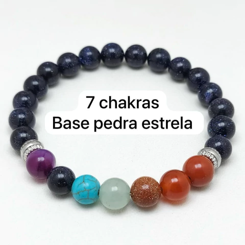 Pulseira de pedra 7 chakras base pedra estrela - comprar online