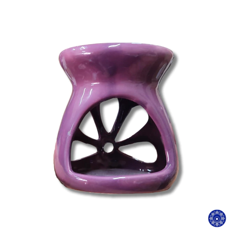 Difusor Aromatizador Rechaud Flor À Vela - Cerâmica Roxo